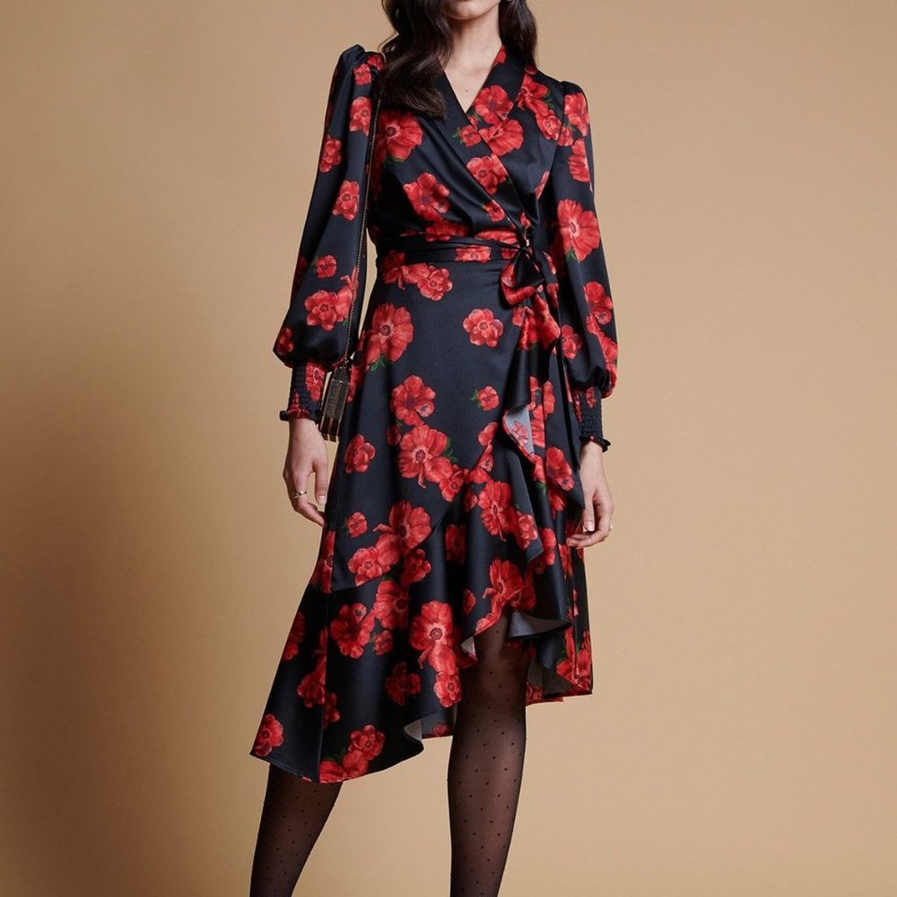 Satin Wrap Dress by Rachel Parcell